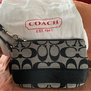 Coach Black and Grey Signature Wristlet